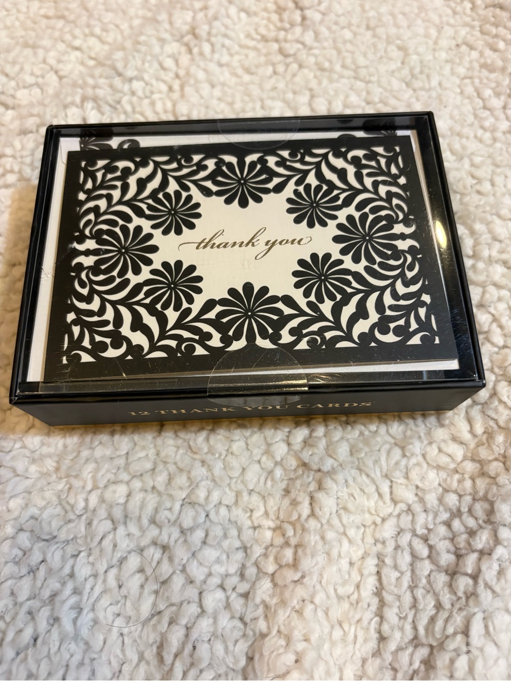 Punch Studio Black and White Floral Thank You Card Set -NWT